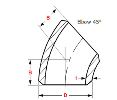ASME B16.9 Buttweld 45 degree Elbow