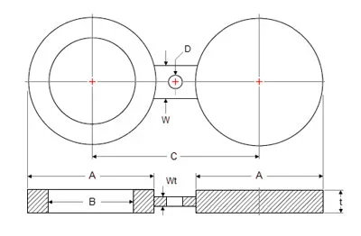 ASME B16.48 Spectacle Blind Flange Dimensions
