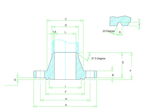 ASME/ANSI B16.5, B16.47 RTJ Flange Dimensions