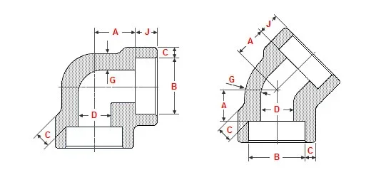 ASME B16.11 Socket Weld 90° & 45° Elbow
