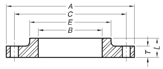 steel hub flanges class D AWWA C207Dimensions