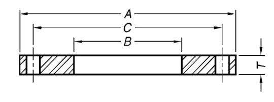 steel ring flanges class B AWWA C207 Dimensions